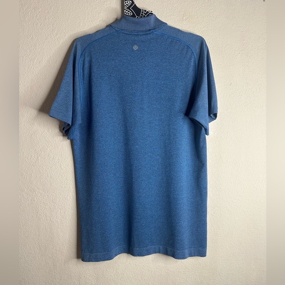 Lululemon Metal Vent Tech Polo Shirt Blue Striped size medium - Picture 2 of 4